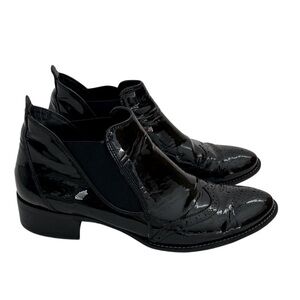 Paul‎ Green Black Patent Genuine Leather Ankle Tomboy Boots UK 7.5 US 10